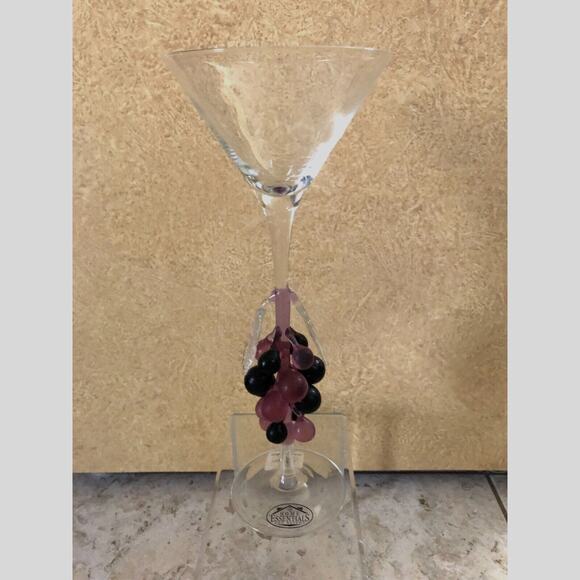 NEW Murano Hand Blown Art Glass GRAPES Martini Wine Champagne Goblet NWT